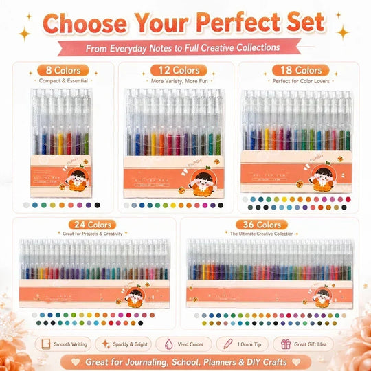 ✨80K+ SOLD!🎁Glitter Gel Pen Set – Smooth Writing 🎨