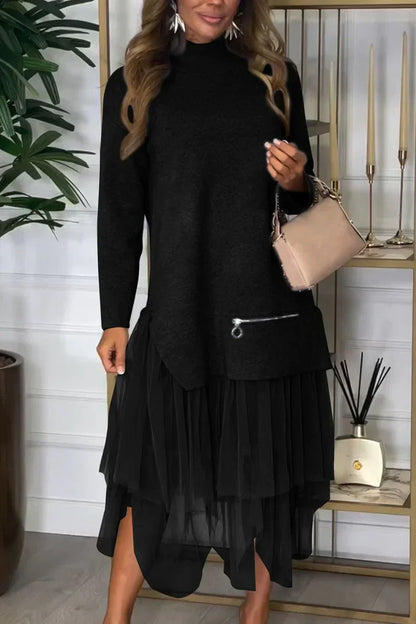 🎉Black Friday Sale:50% OFF🖤 Women's Long Sleeve Top & Tulle Skirt Two-Piece Set