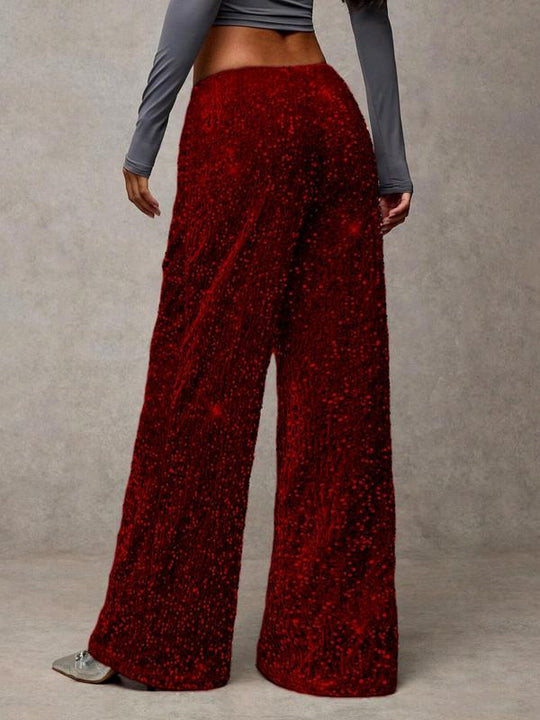 🖤 Black Friday Early Access: 50% OFF 🖤Women's Glitter Fashion Adjustable Drawstring Slimming Elastic Waist Straight-Leg Pants