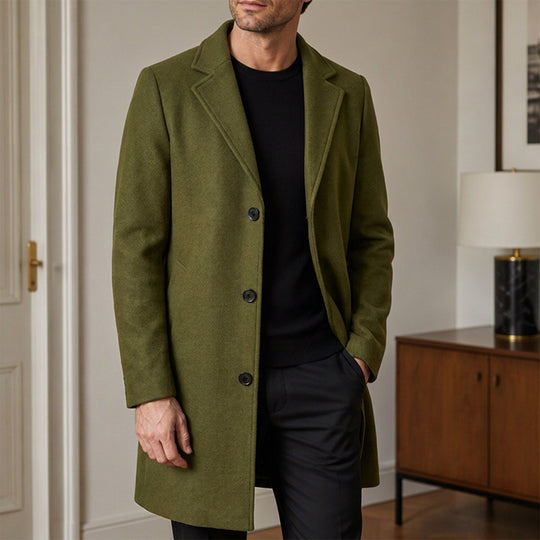 👔 Men's Classic Single Row Buckle Solid Color Jacket - Timeless Daily Essential