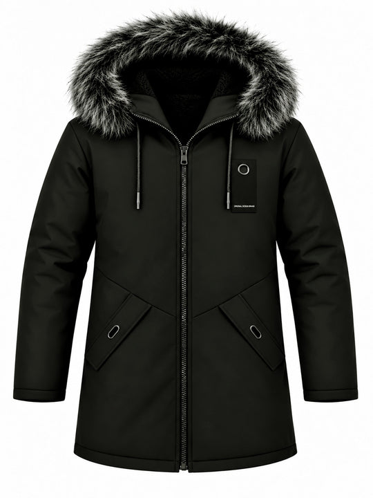 ✨Men's Windproof Hooded Thermal Mid-Length Parka Jacket