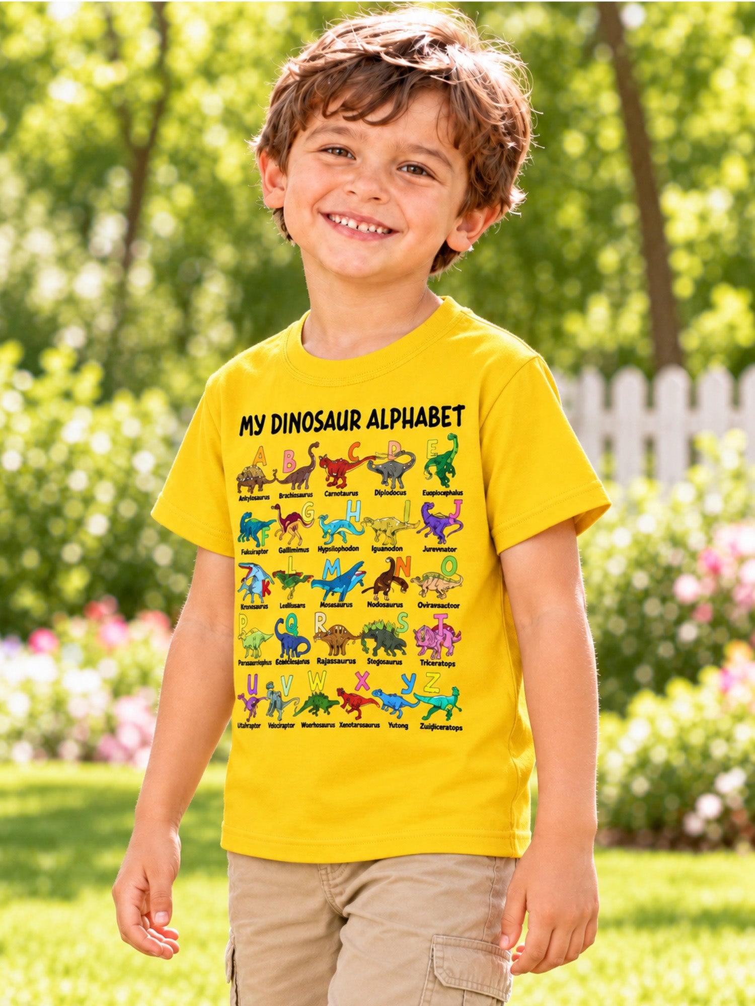 🦖Hot Sale 50% OFF✨Kids Dinosaur Alphabet Graphic T-Shirt