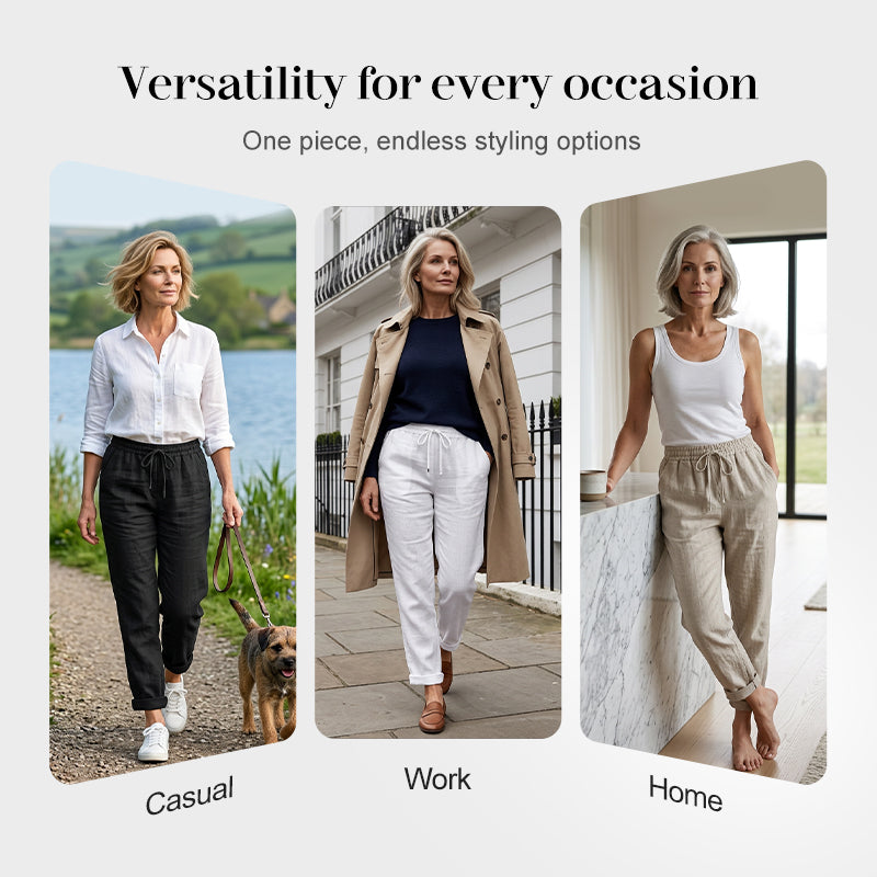 🌸Women's Elastic Waist Cotton Linen Casual Pants