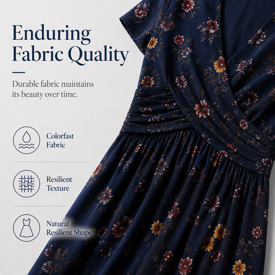 Women’s V-Neck Floral Print Dress – Twist Waist & Flattering Fit