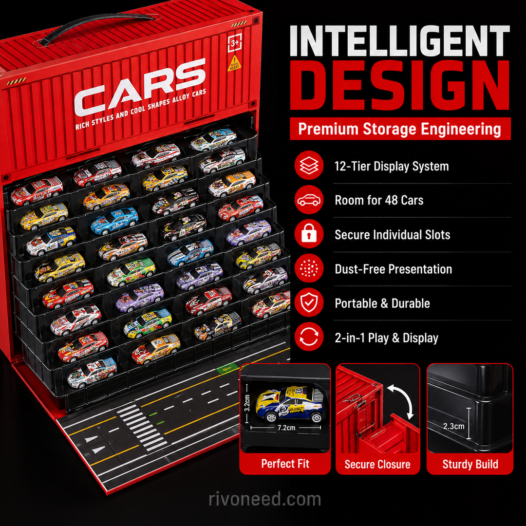 🎁48 Mini Pull-Back Cars with Built-In Garage Set