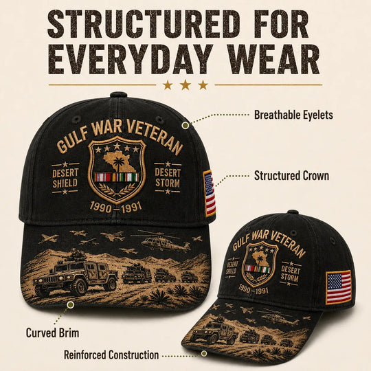 Gulf War Veteran Desert Shield & Desert Storm Commemorative Cap