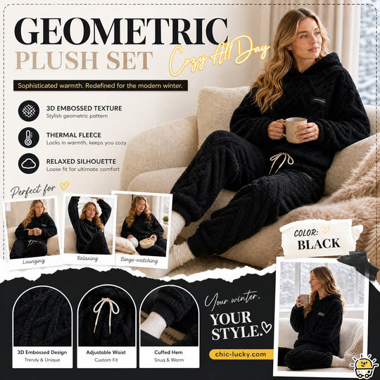 Embossed Geometric Plush Set – Timeless Comfort & Effortless Style For Every Occasion