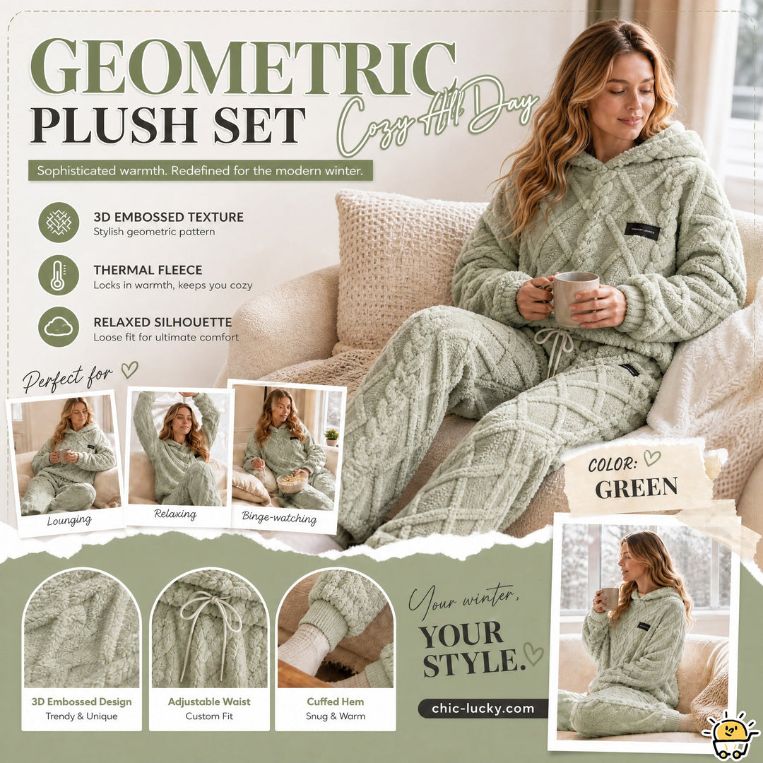 Embossed Geometric Plush Set – Timeless Comfort & Effortless Style For Every Occasion