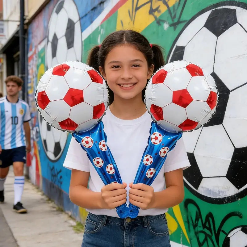 50pcs 2026 World Cup-themed Set of 4 Soccer-Shaped Headbands and 4 Handheld Cheer Sticks with Foil Balloons—World Cup Party Decorations, Props, and Photo Backdrops