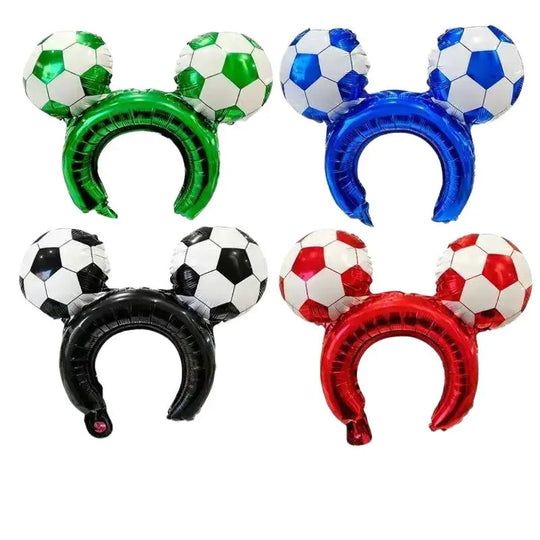 50pcs 2026 World Cup-themed Set of 4 Soccer-Shaped Headbands and 4 Handheld Cheer Sticks with Foil Balloons—World Cup Party Decorations, Props, and Photo Backdrops