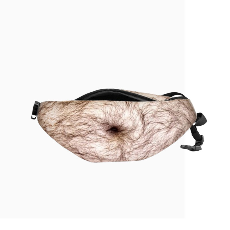 🥳Dadbag | Realistic Fake Beer Belly Bum Bag | Funny Dad Bod Waist Pack | Novelty Gag Gift for Men | With Belly Button & Hairy Chest | Adjustable Black Strap