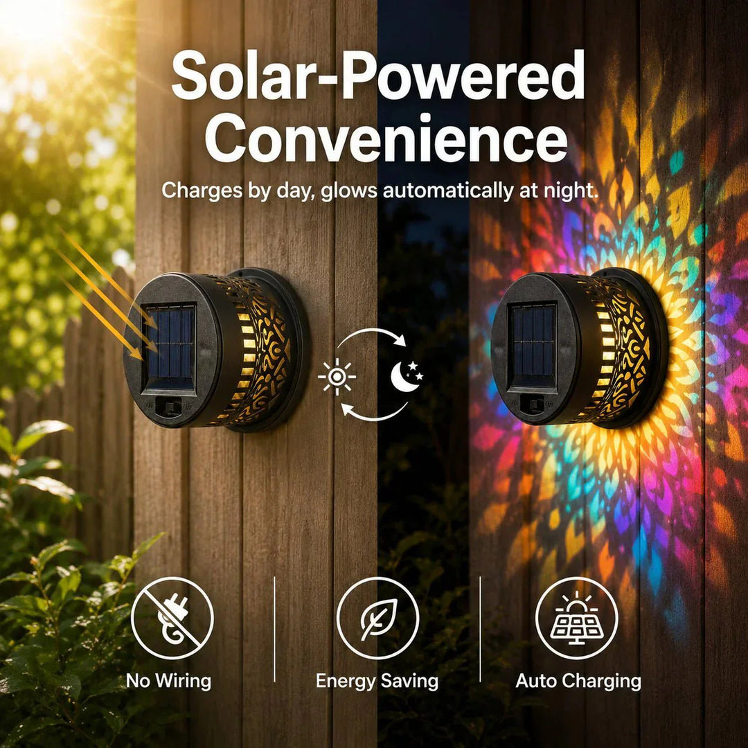 🎁2026 New Arrivals 💥Solar Mandala Wall Light Outdoor Garden Fence Projector Lamp Patio Ambient Decor
