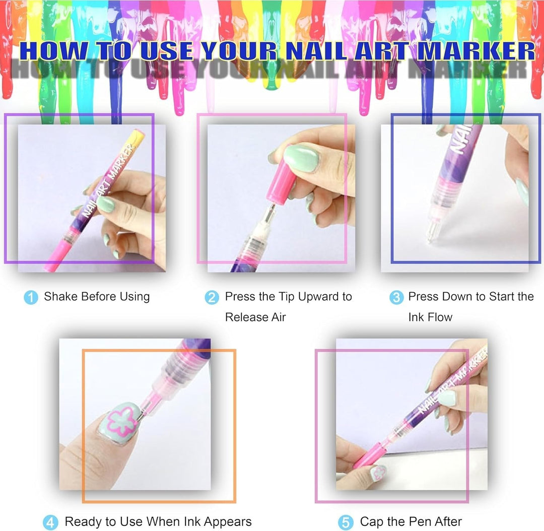 🎁Christmas Best Gift For Kids⏳🎨12 Colors Nail Art Pens Set