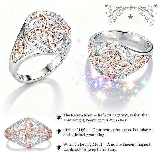 💍Ručně vyrobený ochranný prsten s čarodějnickým návratovým uzlem💞Chraňte své blízké