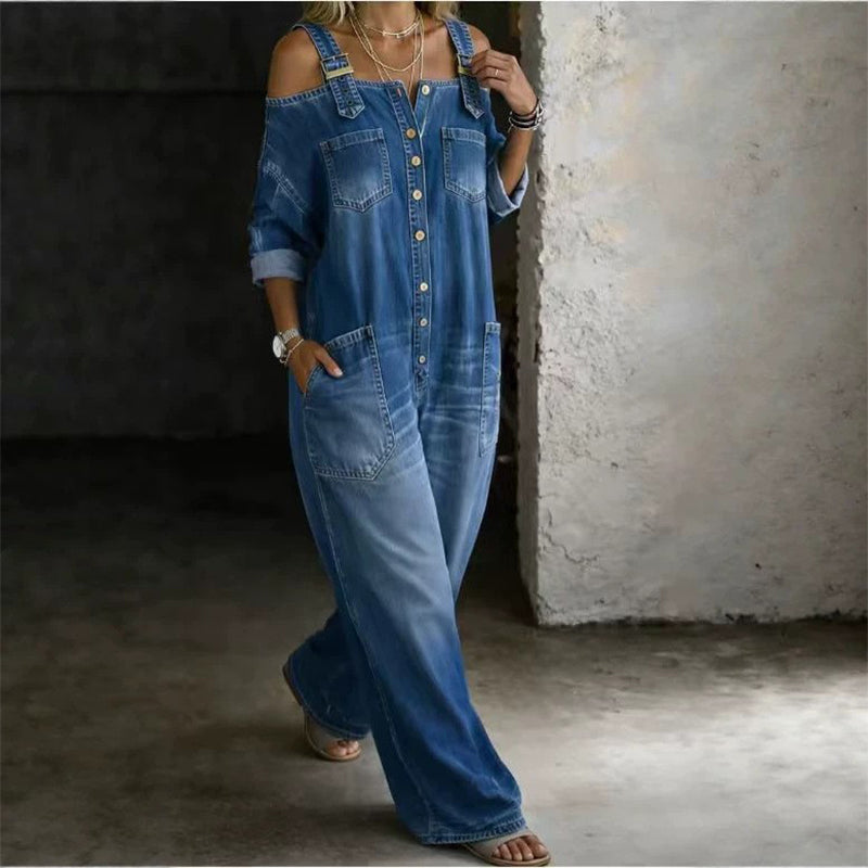 ⏳🔥LIMITED-TIME 50% OFF! 👗 Loose Fit Wide-Leg Overall Jumpsuit with Pockets – Effortless Comfort & Style ✨