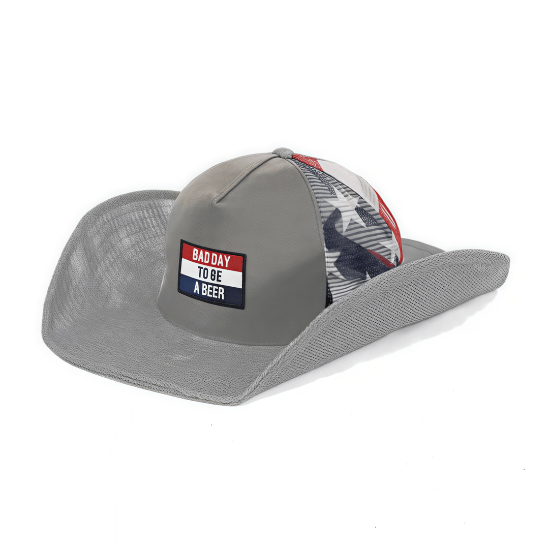 “ BAD DAY TO BE A BEER ” COWBOY HAT【RED, WHITE & BLUE】