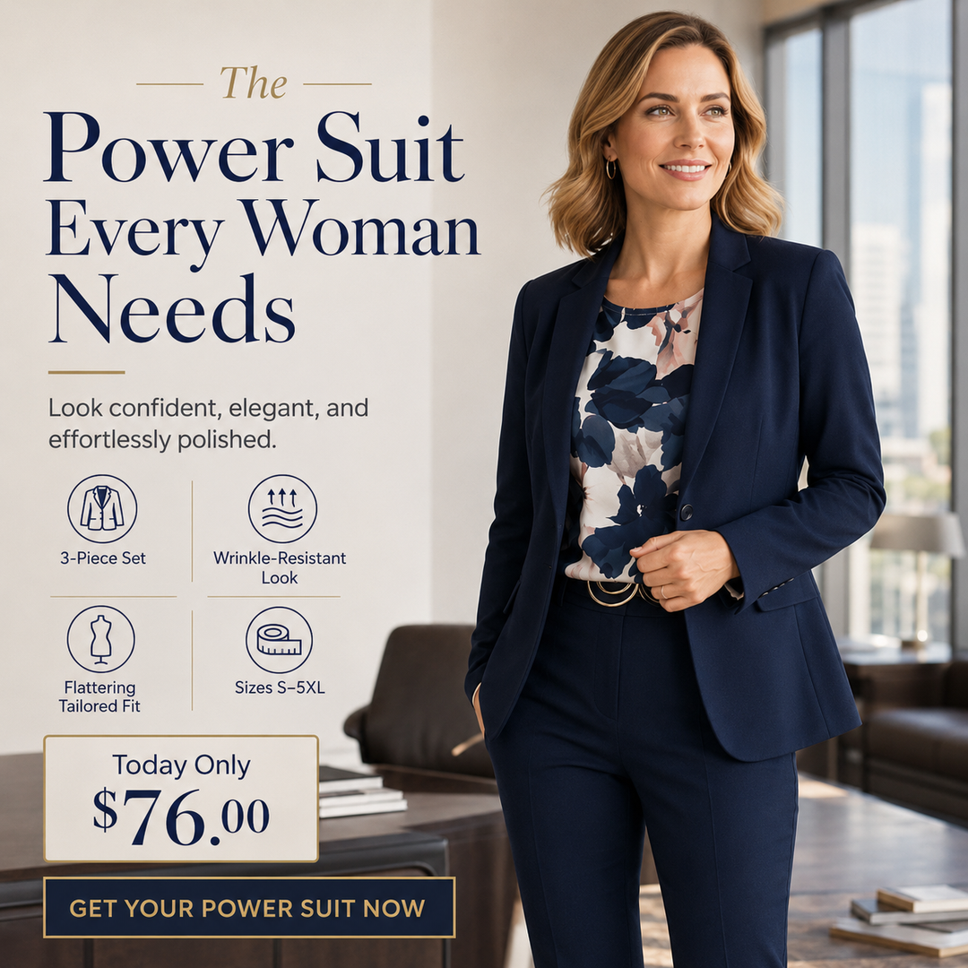 🍁The Power Suit Every Woman Needs ✨Women's 3-Piece Suit Set Blazer Top & Pants