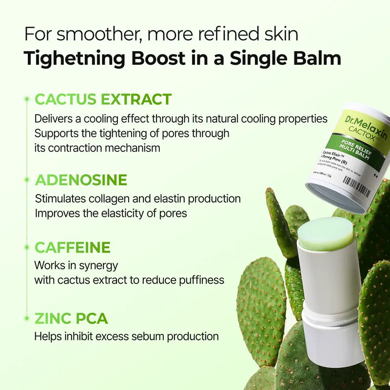 [Dr.Melaxin Official] CACTOX PORE RELIEF MULTI BALM with Cactus Cooling Reduce Puffiness & Pore Tightening for Visible Pore Care Skin Repair