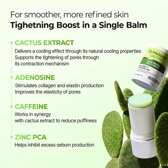 [Dr.Melaxin Official] CACTOX PORE RELIEF MULTI BALM with Cactus Cooling Reduce Puffiness & Pore Tightening for Visible Pore Care Skin Repair