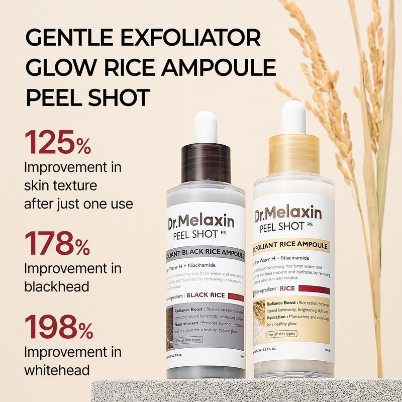 [Dr.Melaxin Službeno] Peel Shot Glow Rice Ampoule Duo - Serumi za posvjetljivanje, piling i hidrataciju - Pogodno za sve tipove kože