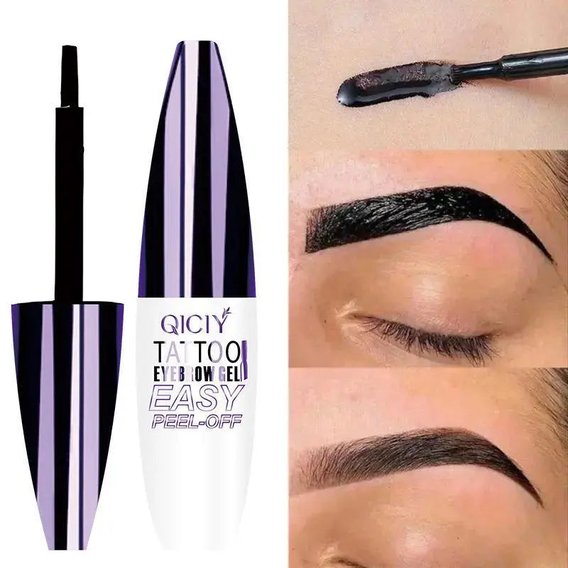 Easy Peel-Off Eyebrow Gel-Waterproof &Sweatproof, Long-Lasting Black or Brown TattooTint, Film Forming