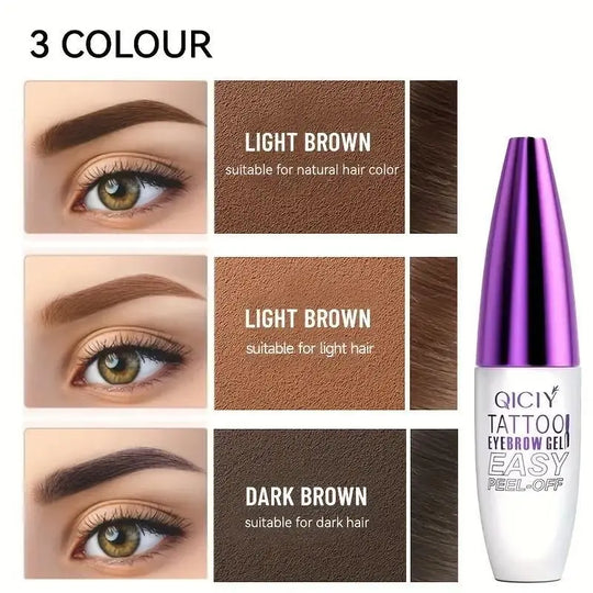 Easy Peel-Off Eyebrow Gel-Waterproof &Sweatproof, Long-Lasting Black or Brown TattooTint, Film Forming