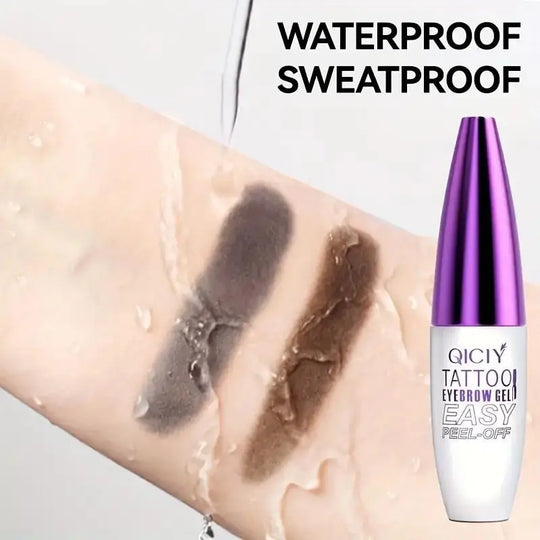 Easy Peel-Off Eyebrow Gel-Waterproof &Sweatproof, Long-Lasting Black or Brown TattooTint, Film Forming