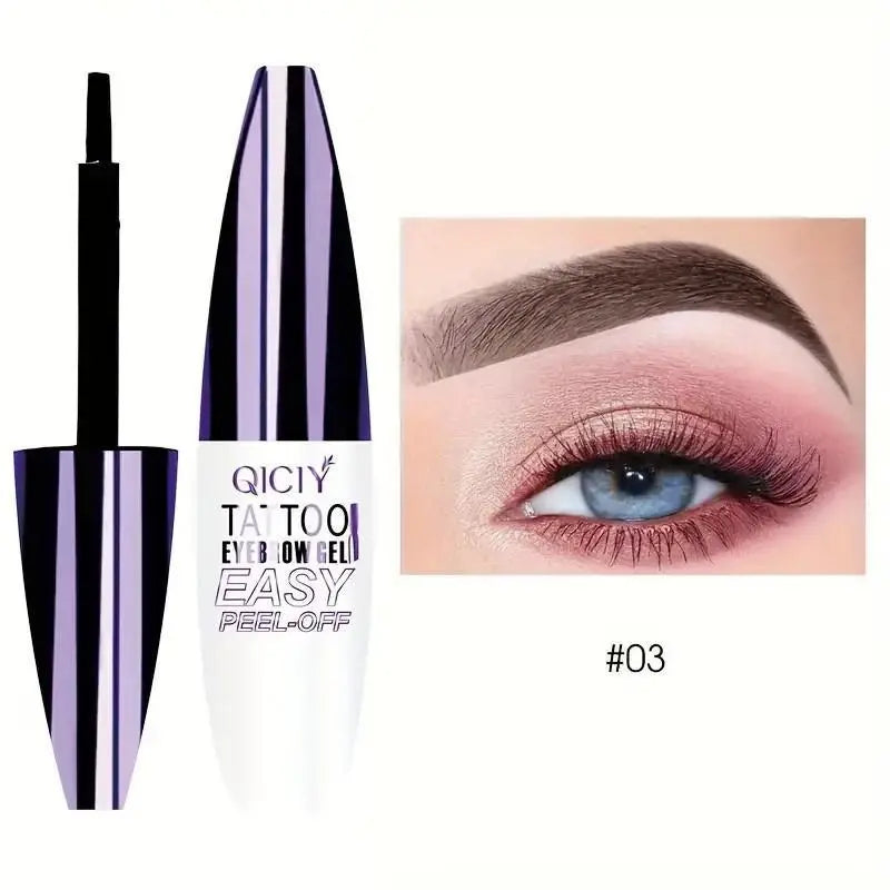 Easy Peel-Off Eyebrow Gel-Waterproof &Sweatproof, Long-Lasting Black or Brown TattooTint, Film Forming