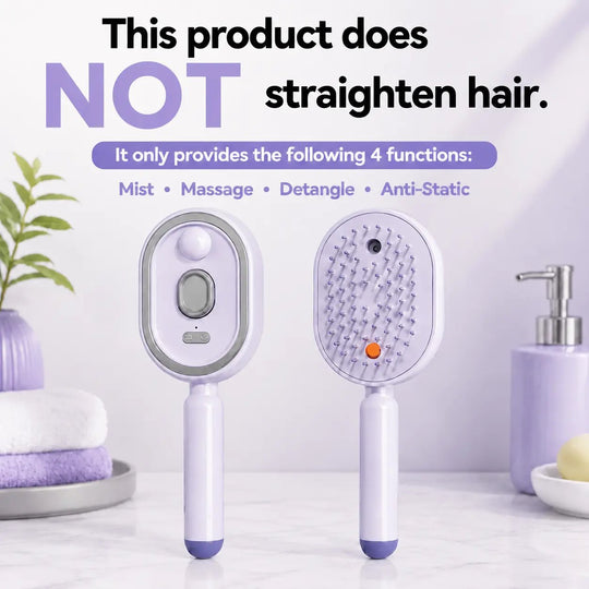 Electric Spray Air Cushion Massage Comb – Self-Cleaning Anti-Tangle Anti-Static Hair Brush | Scalp Massage & Volumizing Brush for Frizzy, Dry Hair Care