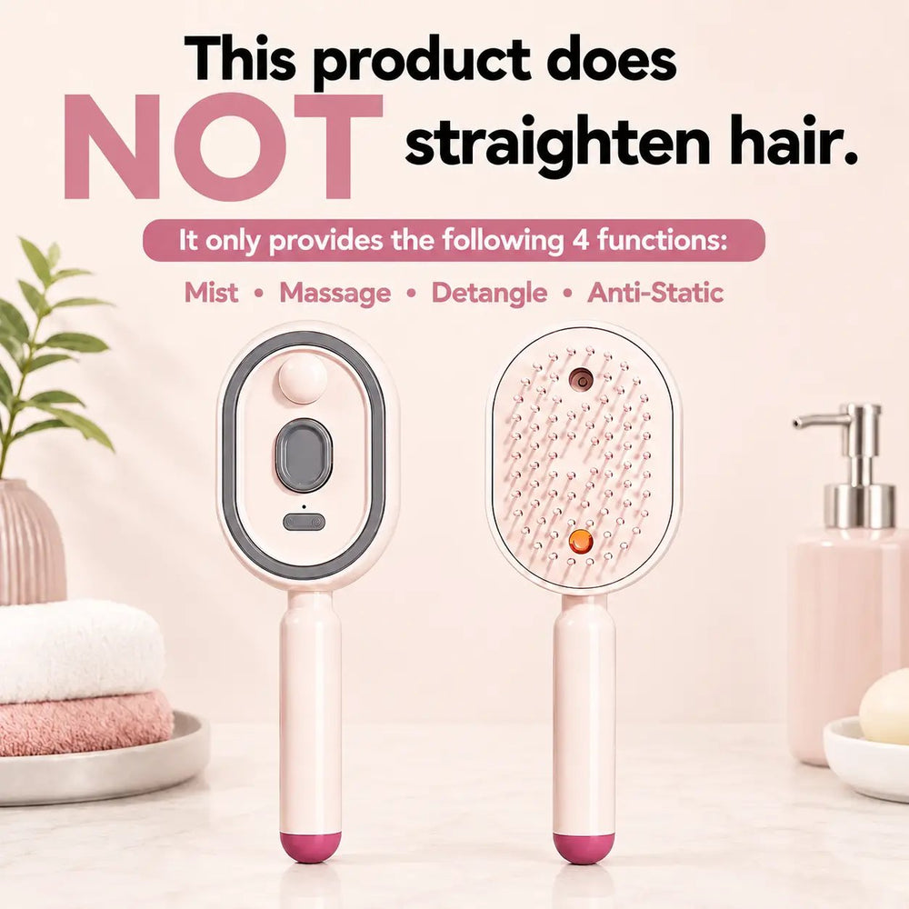 Electric Spray Air Cushion Massage Comb – Self-Cleaning Anti-Tangle Anti-Static Hair Brush | Scalp Massage & Volumizing Brush for Frizzy, Dry Hair Care