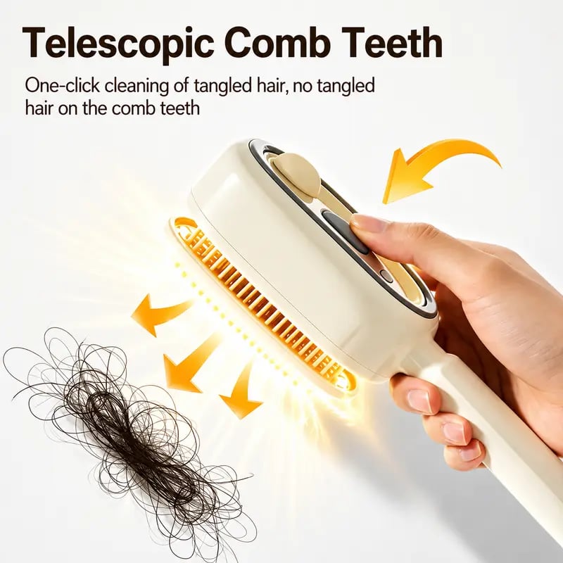 Electric Spray Air Cushion Massage Comb – Self-Cleaning Anti-Tangle Anti-Static Hair Brush | Scalp Massage & Volumizing Brush for Frizzy, Dry Hair Care