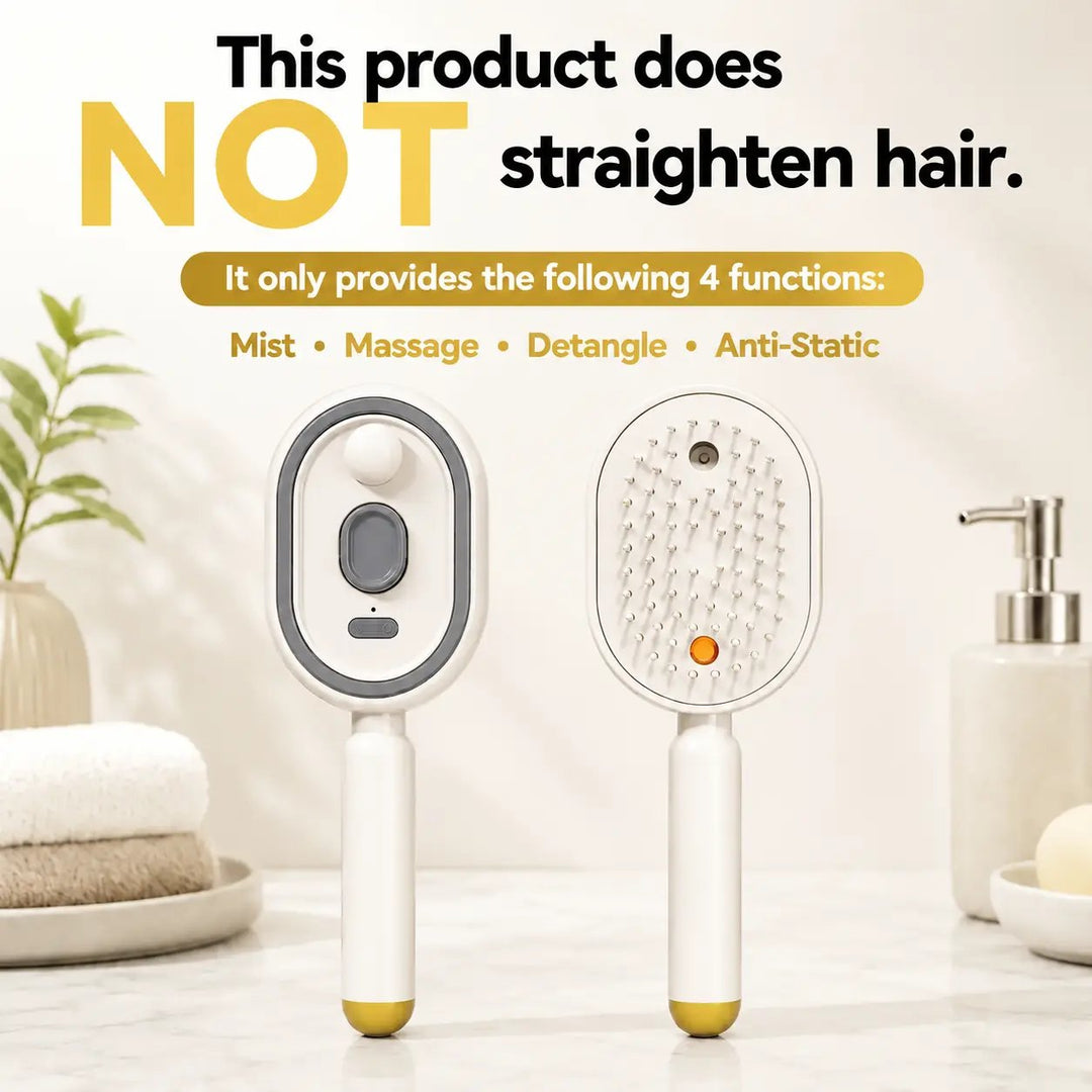 Electric Spray Air Cushion Massage Comb – Self-Cleaning Anti-Tangle Anti-Static Hair Brush | Scalp Massage & Volumizing Brush for Frizzy, Dry Hair Care