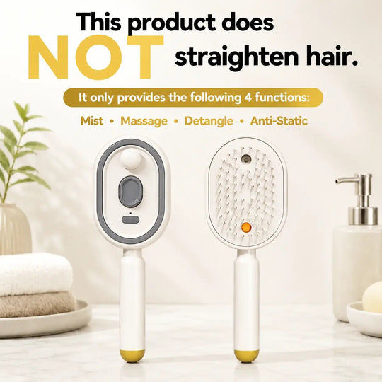 Electric Spray Air Cushion Massage Comb – Self-Cleaning Anti-Tangle Anti-Static Hair Brush | Scalp Massage & Volumizing Brush for Frizzy, Dry Hair Care