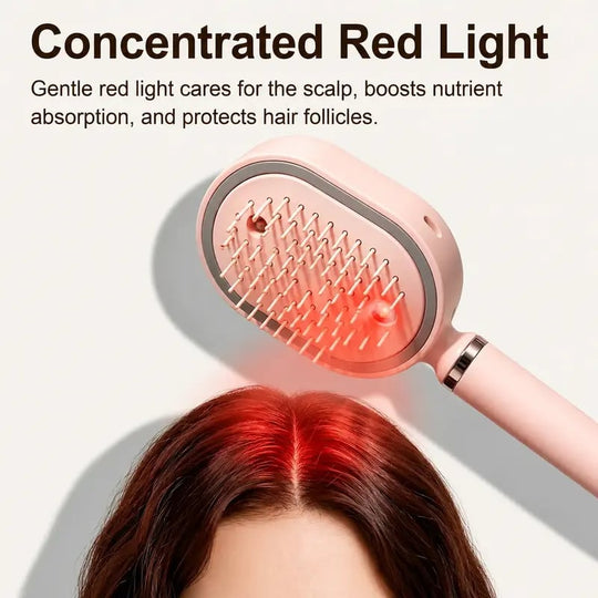 Electric Spray Air Cushion Massage Comb – Self-Cleaning Anti-Tangle Anti-Static Hair Brush | Scalp Massage & Volumizing Brush for Frizzy, Dry Hair Care
