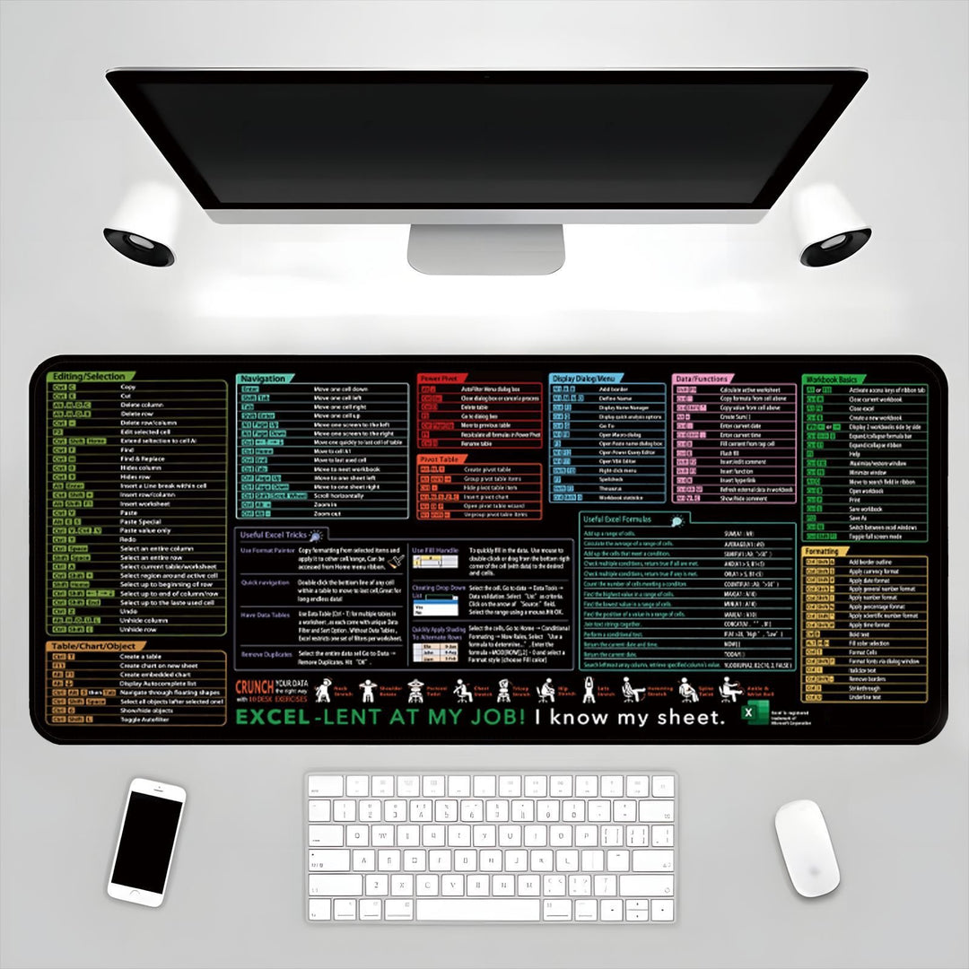 Excel Cheat Sheet Desk Mat