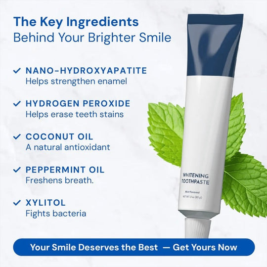 🦷 Fluoride-Free Hydroxyapatite Teeth Whitening Toothpaste with Coconut Oil & Xylitol ❄️