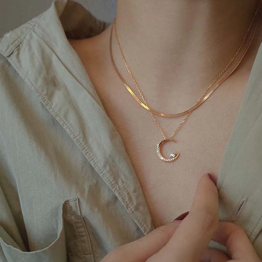 Sparkling Moon and Stars Necklace