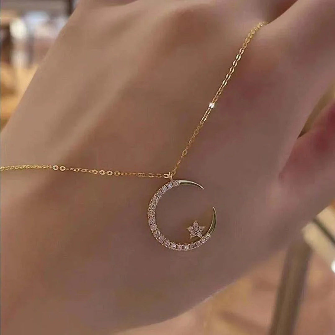 Sparkling Moon and Stars Necklace