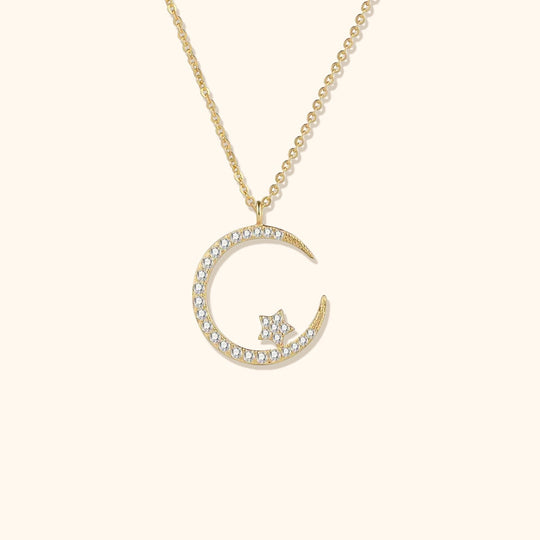 Sparkling Moon and Stars Necklace