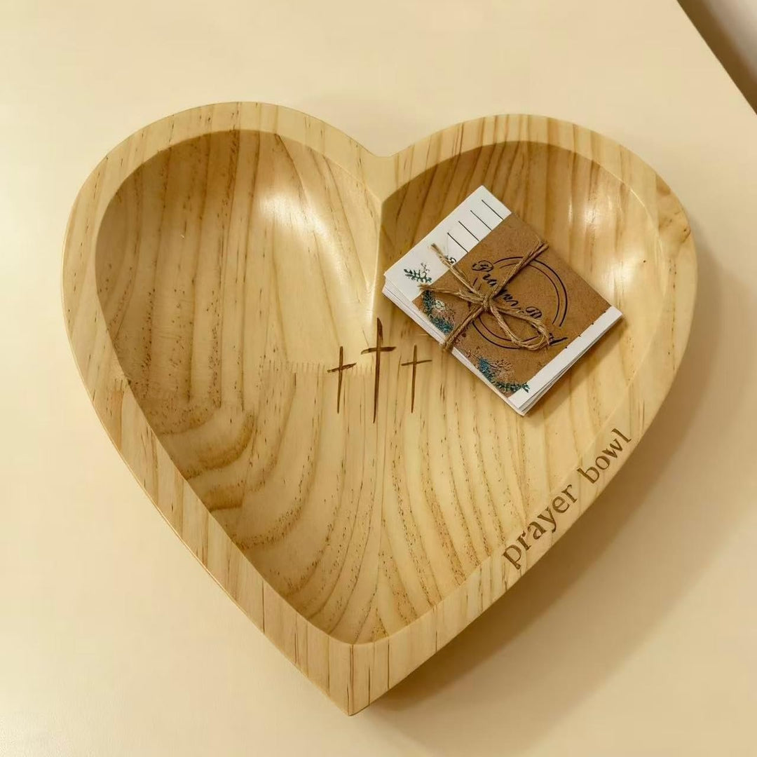 Handcrafted Wooden Heart Prayer Bowl