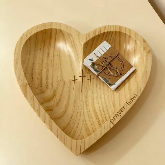 Handcrafted Wooden Heart Prayer Bowl