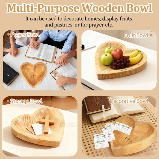 Handcrafted Wooden Heart Prayer Bowl