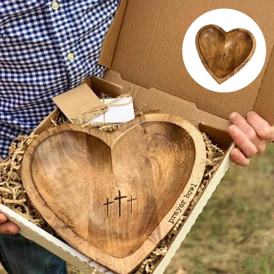 Handcrafted Wooden Heart Prayer Bowl