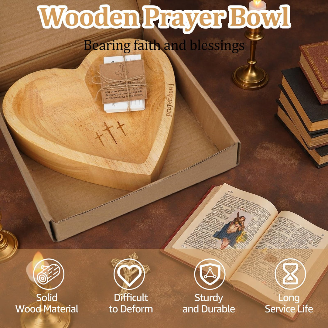 Handcrafted Wooden Heart Prayer Bowl