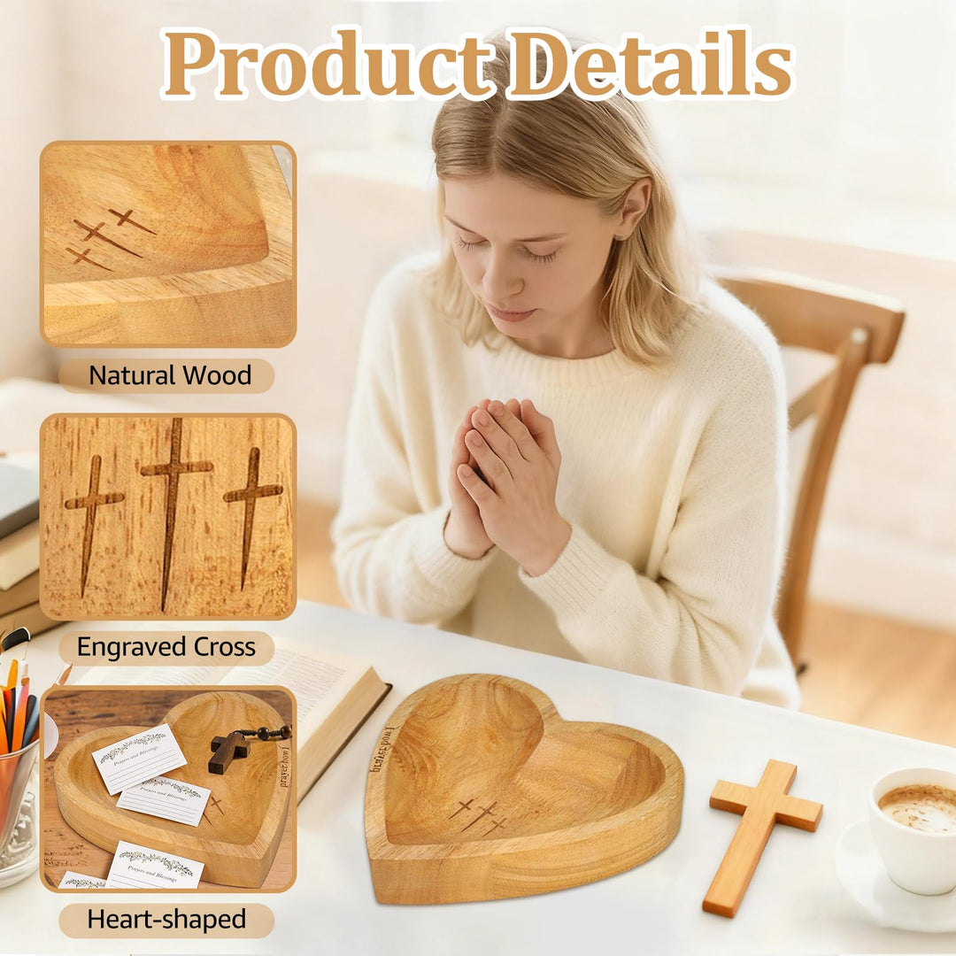 Handcrafted Wooden Heart Prayer Bowl