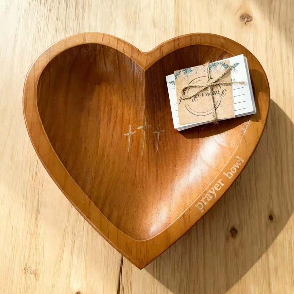Handcrafted Wooden Heart Prayer Bowl