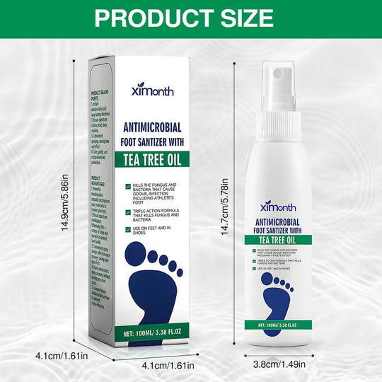 Herbal Antibacterial Foot Spray with Tea Tree Oil - 100ml Long-Lasting Formula for Foot Odor, Athlete's Foot Treatment & Fast-Acting Itch Relief