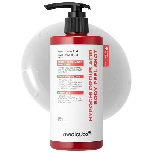 Hypochlorous Acid Rice Peel Shot Duo For Face & Body | Gentle Exfoliating Serum for Dead Skin Cells & Pore Care, Blackheads & Excess Sebum Control | Rice Extract, Hypochlorous, Panthenol for Hydrating & Smoothing Care