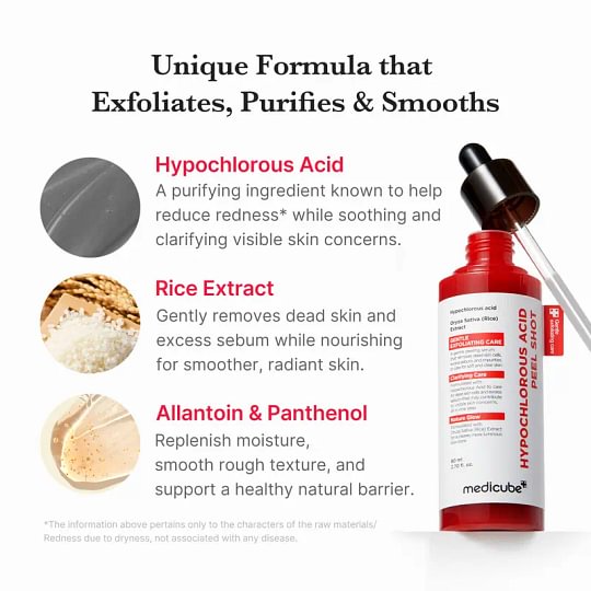 Hypochlorous Acid Rice Peel Shot Duo For Face & Body | Gentle Exfoliating Serum for Dead Skin Cells & Pore Care, Blackheads & Excess Sebum Control | Rice Extract, Hypochlorous, Panthenol for Hydrating & Smoothing Care