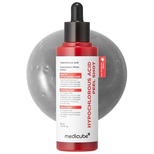 Hypochlorous Acid Rice Peel Shot Duo For Face & Body | Gentle Exfoliating Serum for Dead Skin Cells & Pore Care, Blackheads & Excess Sebum Control | Rice Extract, Hypochlorous, Panthenol for Hydrating & Smoothing Care